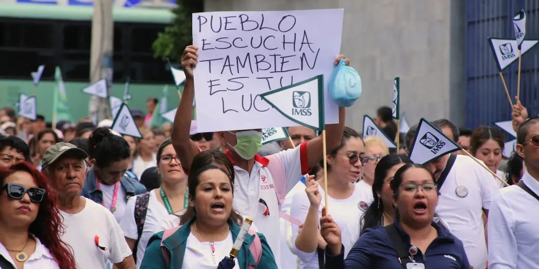 Trabajadores del IMSS anuncian segunda megamarcha nacional para el 21 de octubre.