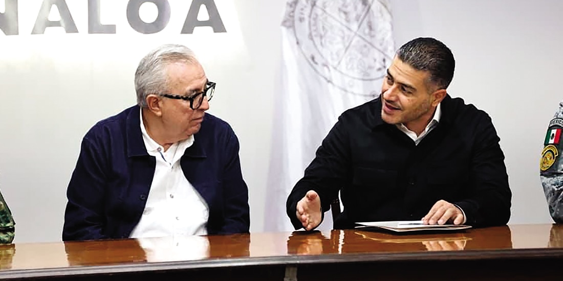 El gobernador Rubén Rocha Moya y el secretario de Seguridad, Omar García Harfuch, ayer.