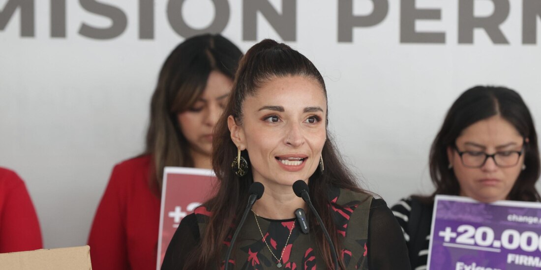 La diputada emecista Laura Ballesteros, ayer, en conferencia de prensa.