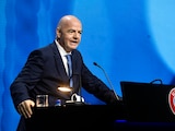 Gianni Infantino, presidente de la FIFA, habla durante un Congreso en Montreaux, Suiza.