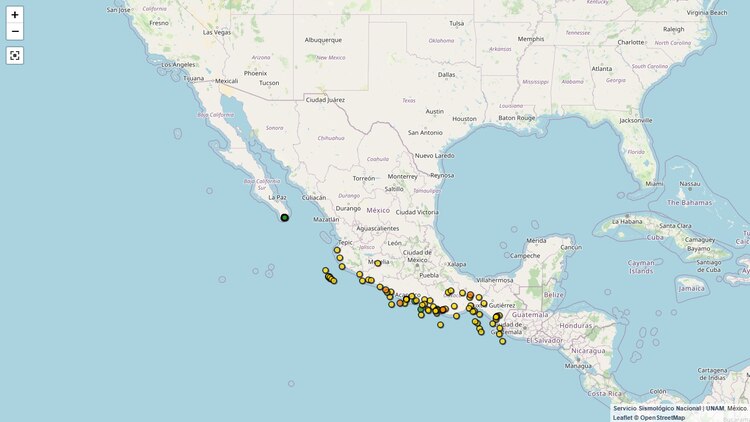 Mapa de la actividad sísmica del país hoy 7 de noviembre