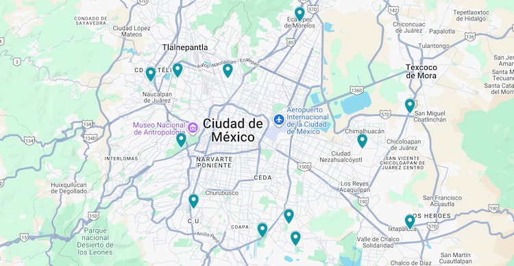 Mapa de la Noche de las Estrellas 2025 CDMX y Área metropolitana
