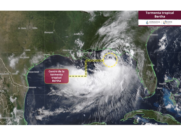 Centro de la tormenta tropical Bertha