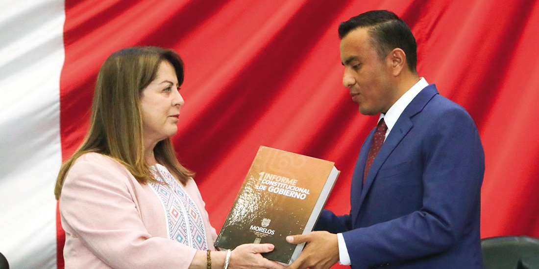 La gobernadora Margarita González Saravia, ayer, en el Congreso de Morelos.