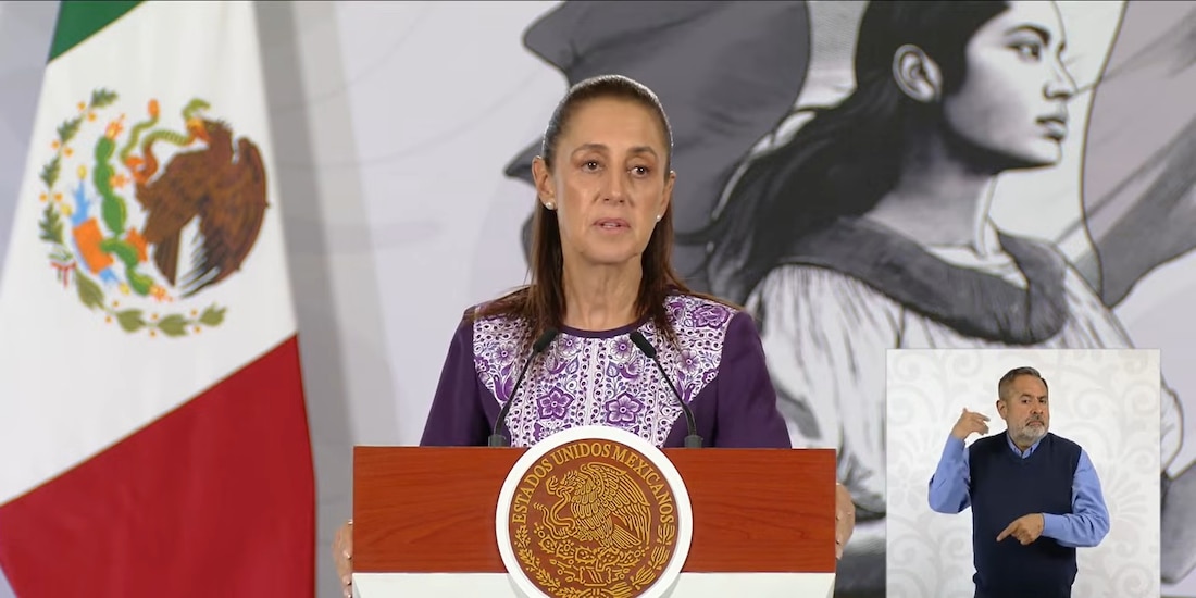 La Presidenta Claudia Sheinbaum este miércoles en Palacio Nacional.
