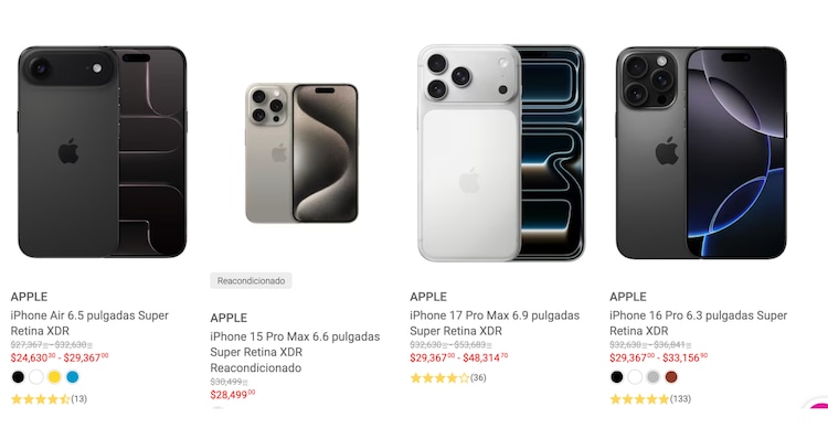 Precios de los celulares iPhone en Liverpool
