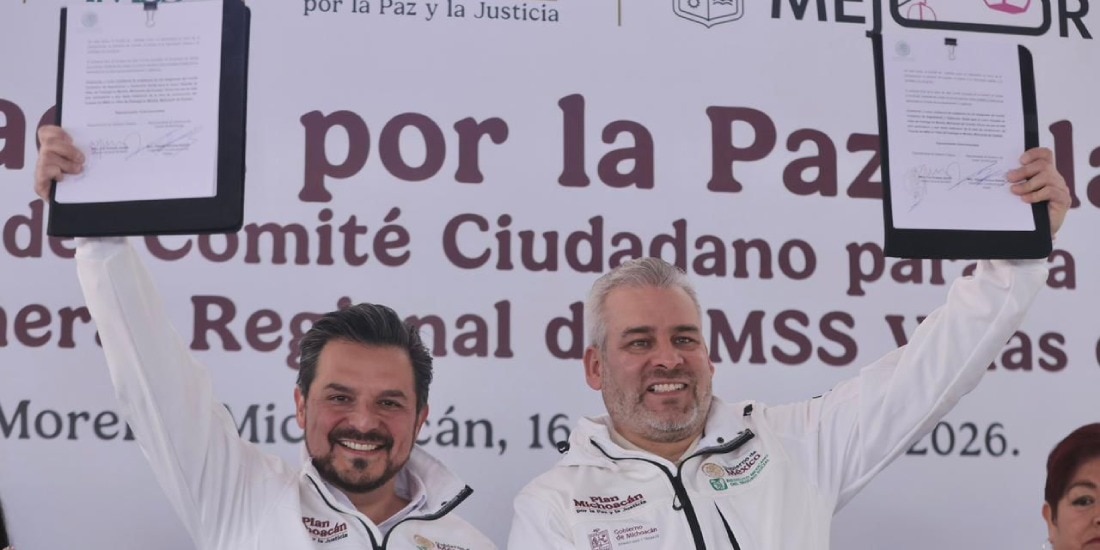 Ramírez Bedolla y Zoé Robledo anuncian construcción de hospital de especialidades en Michoacán.