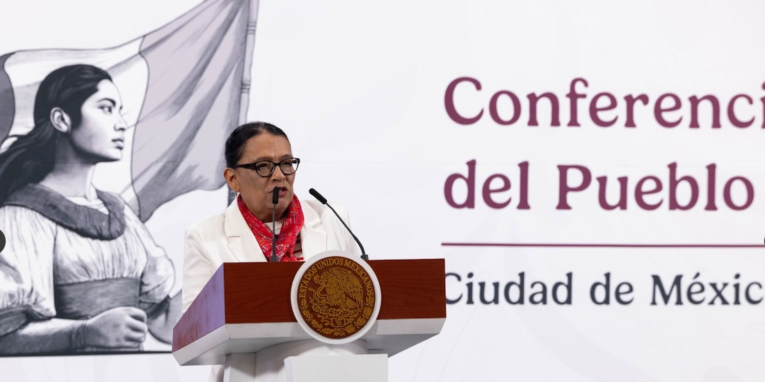 Rosa Icela Rodríguez, titular de la Segob, ayer, en conferencia de prensa.