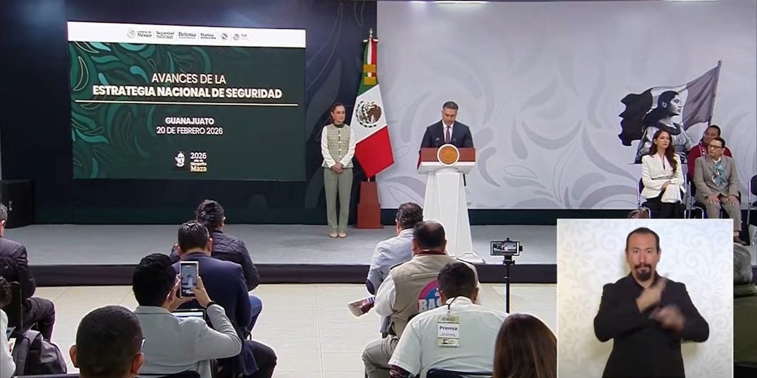 Omar García Harfuch, secretario de Seguridad y Protección Ciudadana, en conferencia de prensa dese Irapuato.