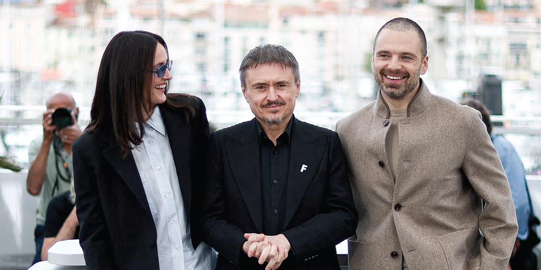 RENATE REINSVE, Cristian Mungiu y Sebastian Stan, de Fjord, en Cannes
