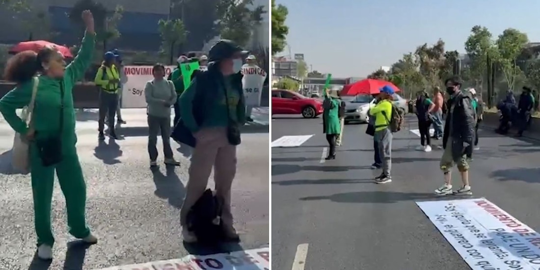 Trabajadores del SNTE bloquean avenida Tlalpan; exigen pagos atrasados.