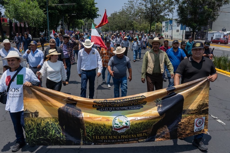 Miembros de la Asociación Nacional Transportista y el Frente Nacional para el Rescate del Campo Mexicano durante la manifestación del pasado 20 de mayo.