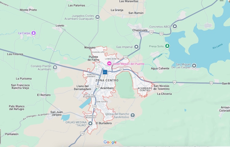 Este es el mapa de Acámbaro, Guanajuato