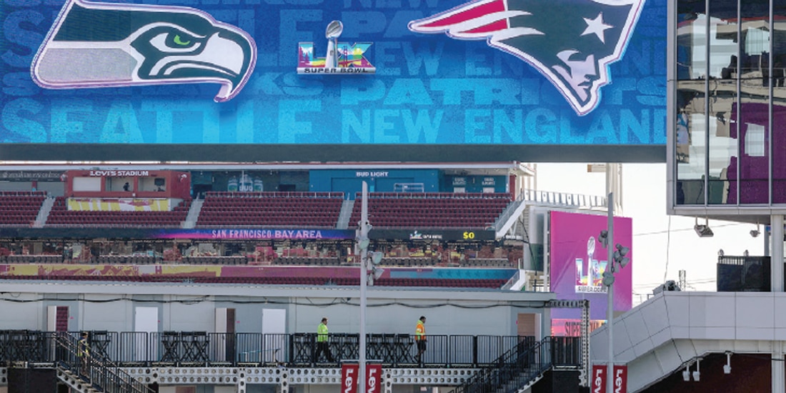 Una vista del Levi’s Stadium, sede del Super Bowl del próximo domingo entre Patriots y Seahawks, ayer.