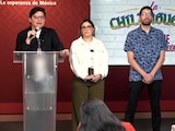 Conferencia de prensa "La Chilanguera", de Morena Ciudad de México.