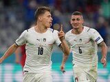 Jugadores de Italia celebran un gol ante Bélgica en la Eurocopa 2021