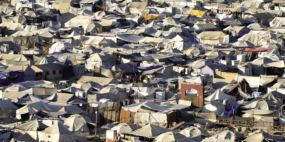 Un campamento improvisado de tiendas de campaña para palestinos desplazados, el 1 de septiembre.