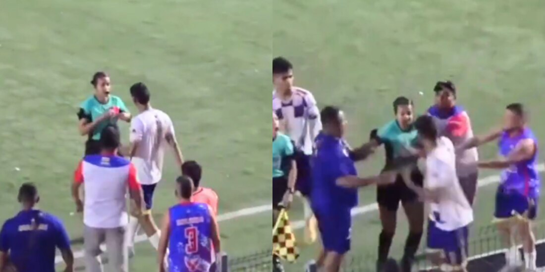 Árbitra recibió fuerte cachetada después de expulsar a un jugador.
