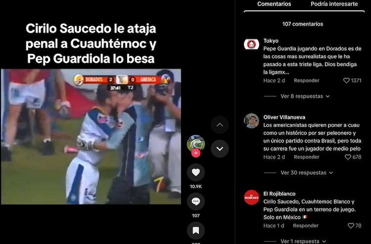 Pep Guardiola besa a Cirilo Saucedo en un partido de la Liga MX