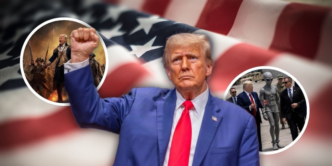 Junto a un marciano y como soldado en la Guerra de Independencia: las imágenes con IA que compartió Trump.