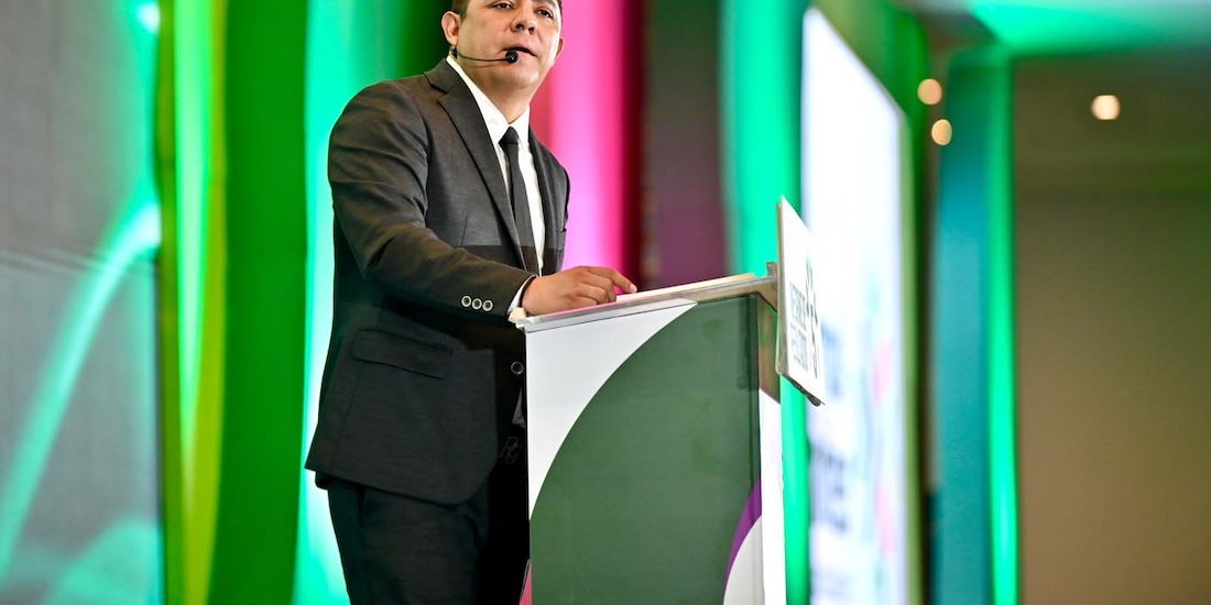 El gobernador de San Luis Potosí, Ricardo Gallardo Cardona, durante la presentación de su Quinto Informe de Gobierno, el 21 de septiembre de 2026.