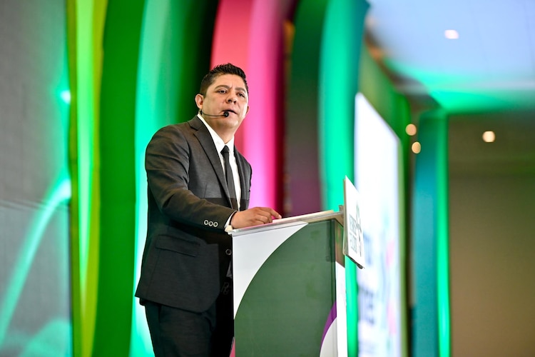 El gobernador de San Luis Potosí, Ricardo Gallardo Cardona, durante la presentación de su Quinto Informe de Gobierno, el 21 de septiembre de 2026.