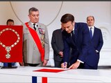Macron de Francia durante la inauguración del segundo mandato