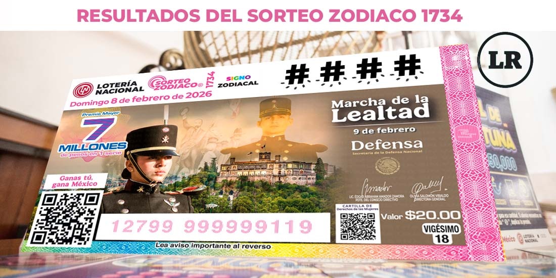Resultados Sorteo Zodiaco 1734 del 8 de febrero del 2026 de Lotería Nacional.