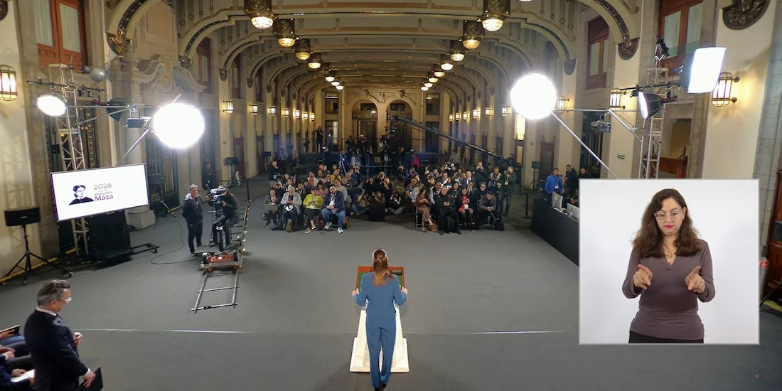 Conferencia de Claudia Sheinbaum en Palacio Nacional.