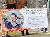 Manifestantes, ayer en La Noria.