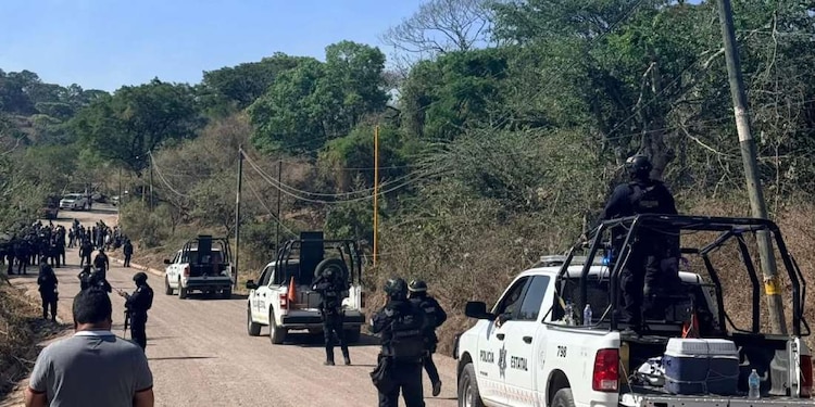 Elementos de seguridad en la Montaña Baja de Chilapa.