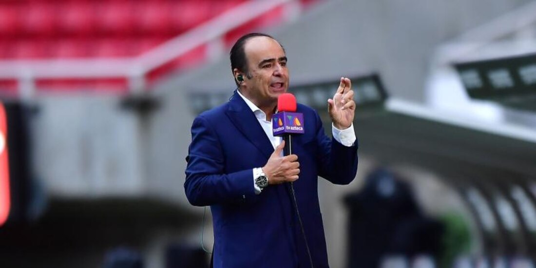 David Medrano durante la transmisión de un partido de Liga MX este año.