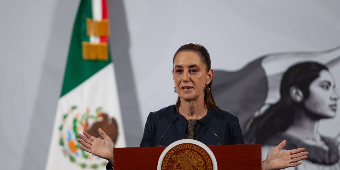 Claudia Sheinbaum Pardo, presidenta de México durante conferencia de prensa en Palacio Nacional, el 6 de noviembre de 2025