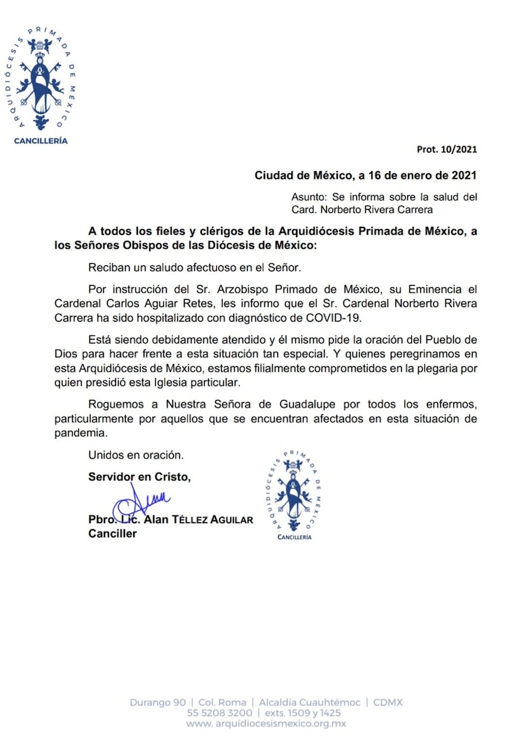 Documento de la Iglesia mexicana.