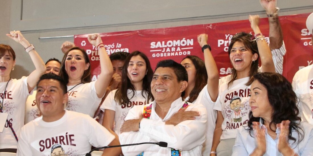 El abanderado de la coalición Juntos Haremos Historia en Oaxaca, tras conocer los resultados, ayer.