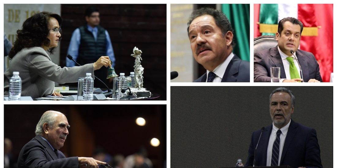 Dolores Padierna, Ignacio Mier, Sergio Gutiérrez Luna, Pablo Gómez, y Alfonso Ramírez Cuéllar, de izquierda a derecha y de arriba a abajo.