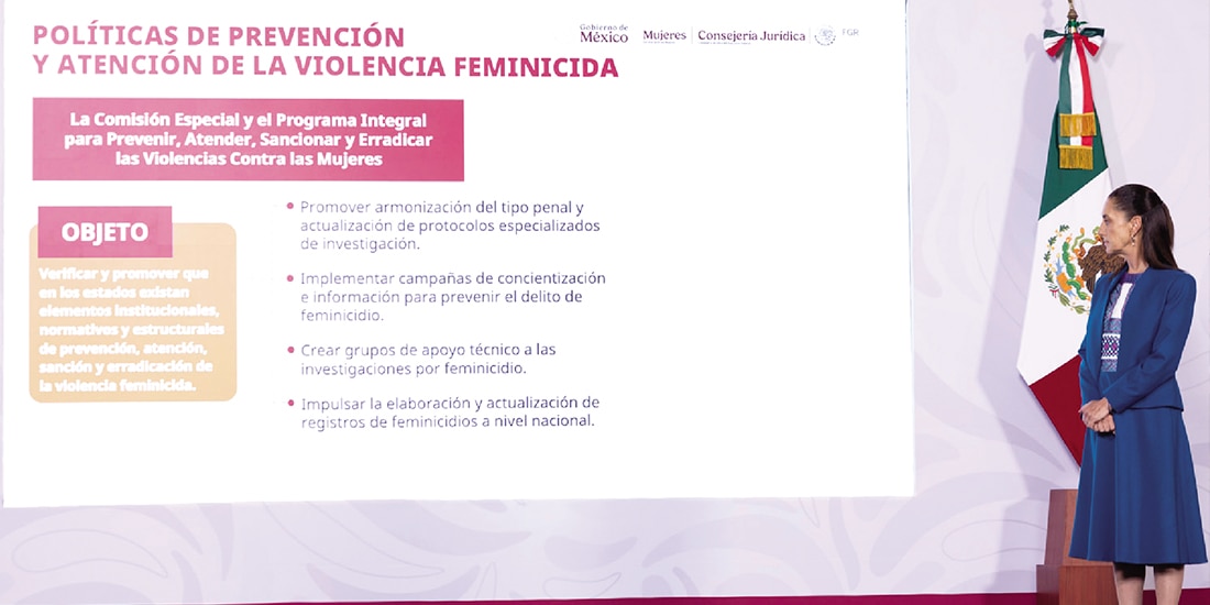 La presidenta presentó el 15 de julio la propuesta de la Ley General contra el Feminicidio. Obliga que toda muerte violenta de una mujer sea investigada bajo este delito.
