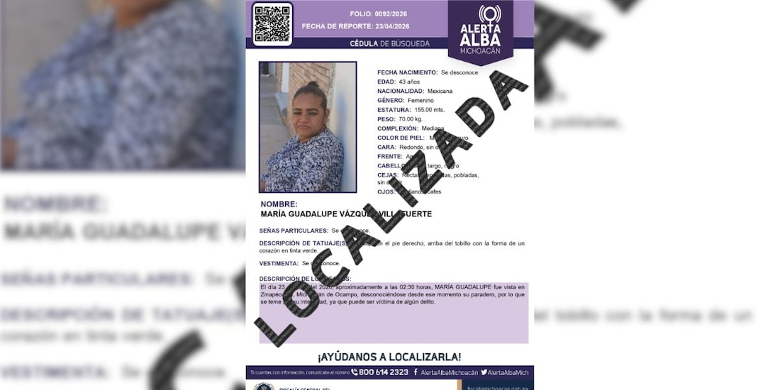 Imagen de persona que fue reportada como extraviada.