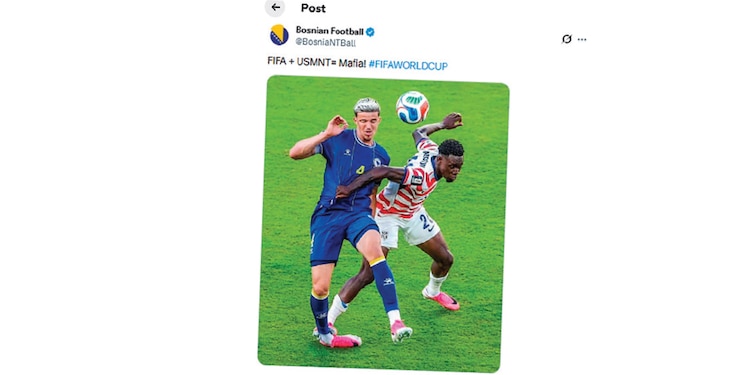 LA SELECCIÓN de Bosnia subió un
polémico mensaje a X.