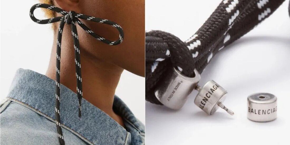 ¡La audacia! Balenciaga vende ahora aretes hechos de agujetas a casi 4 mil pesos
