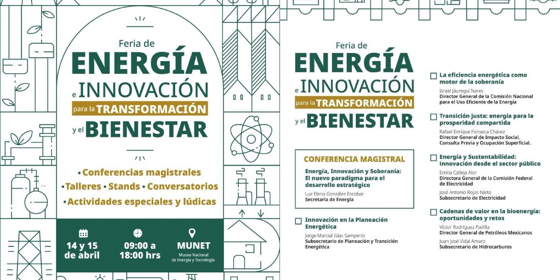 SENER convoca a Feria de Energía e Innovación para la Transformación y el Bienestar.