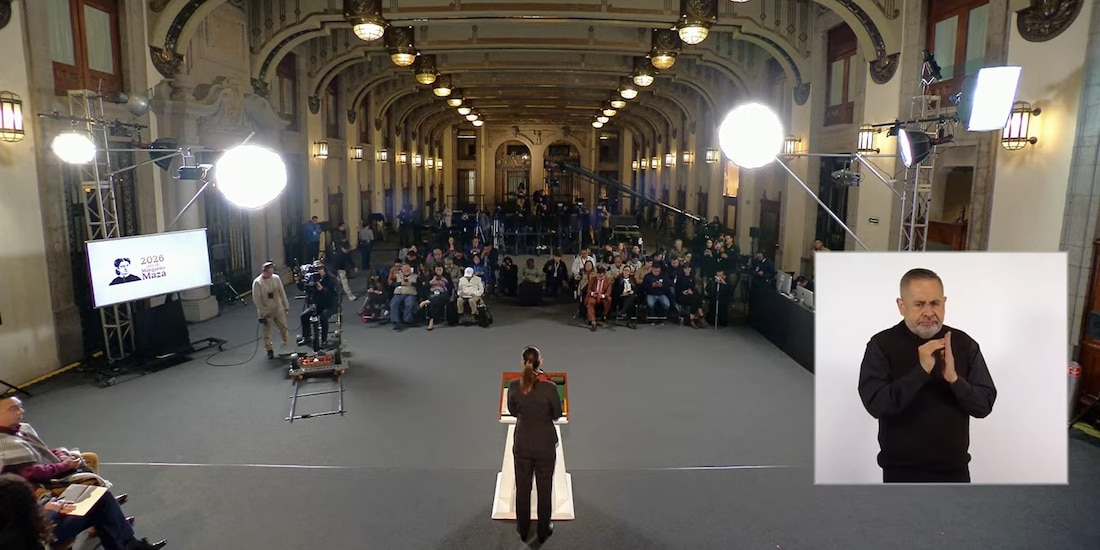 La Presidenta de México, Claudia Sheinbaum, este viernes en Palacio Nacional.