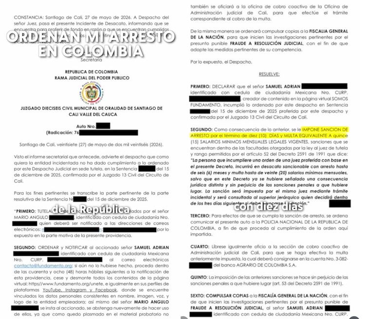 Notificación del Juzgado Dieciseis Civil Municipal de Oralidad de Santiago de Cali Valle del Cauca