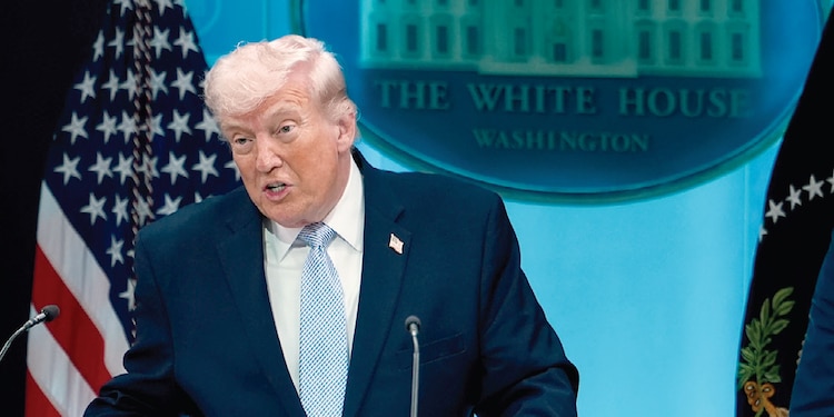 El presidente de EU, Donald Trump, el 6 de abril pasado.