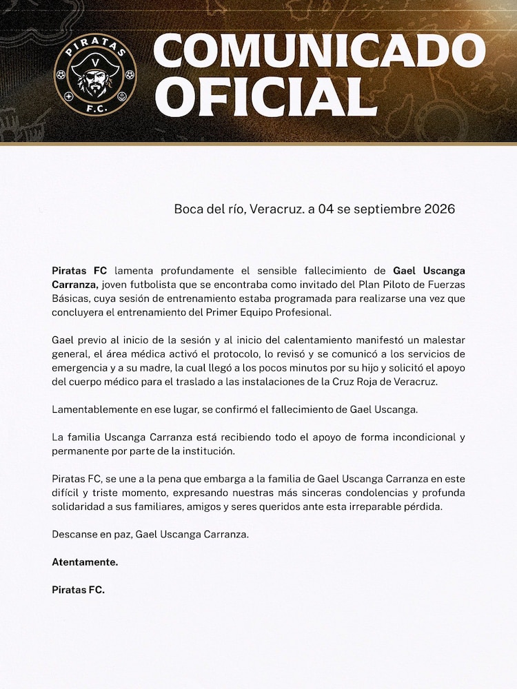 Comunicado de Piratas FC