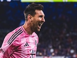Lionel Messi celebra uno de sus tres goles en la victoria del Inter Miami ante Cincinnati