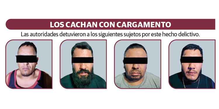 Los cuatro presuntos integrantes de Los Malcriados 3AD detenidos.