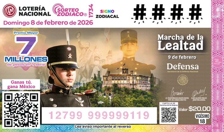 El Sorteo Zodiaco 1734 está dedicado a la Marcha de la Lealtad, celebrada el 9 de febrero.