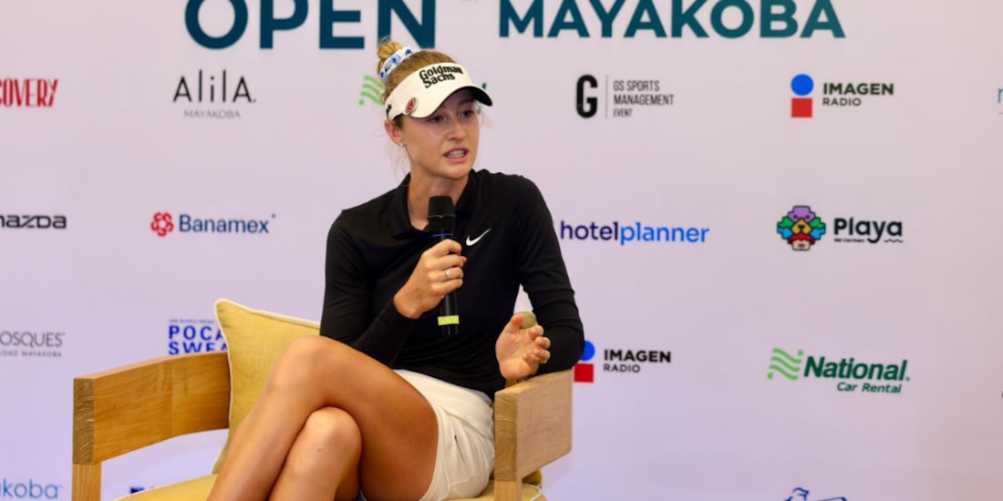 Nelly Korda en conferencia de prensa previo al inicio del torneo.