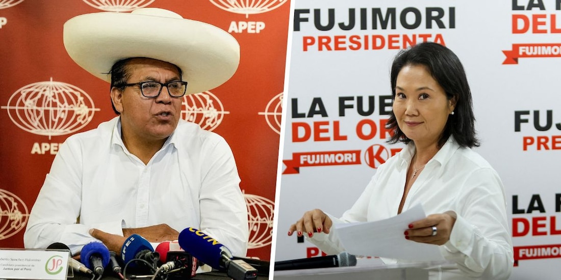 Roberto Sánchez (izq.) y Keiko Fujimori (der.) se disputarán la presidencia de Perú en la segunda vuelta.